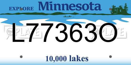 L77363O Minnesota License Plate