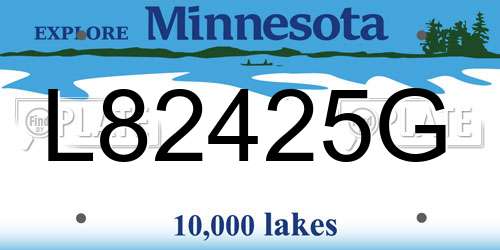 L82425G Minnesota License Plate
