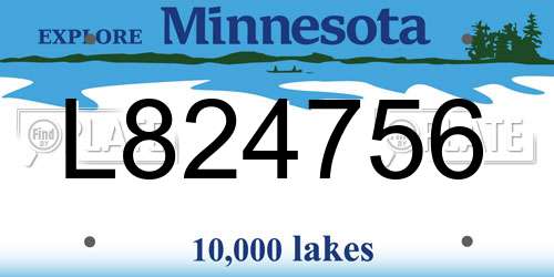 L824756 Minnesota License Plate