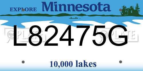 L82475G Minnesota License Plate