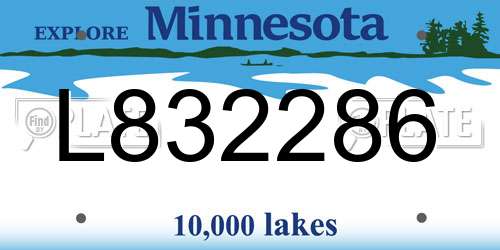 L832286 Minnesota License Plate