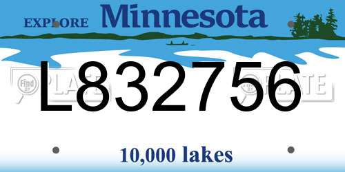 L832756 Minnesota License Plate