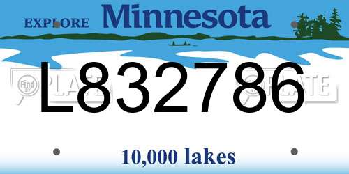 L832786 Minnesota License Plate