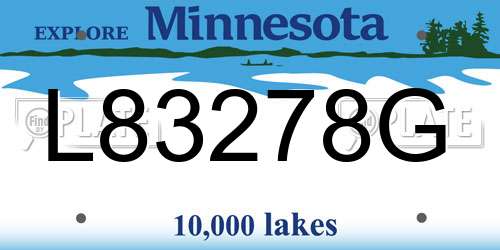 L83278G Minnesota License Plate