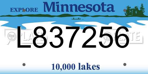 L837256 Minnesota License Plate