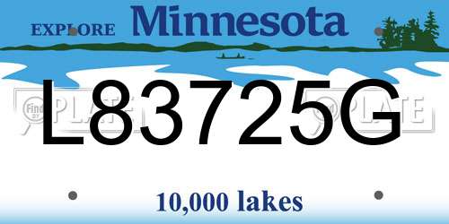 L83725G Minnesota License Plate