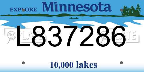 L837286 Minnesota License Plate