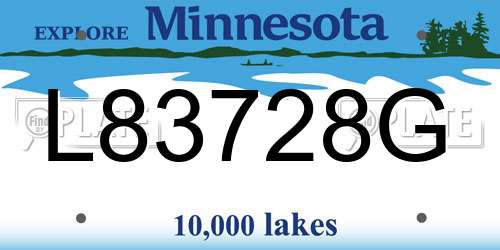 L83728G Minnesota License Plate