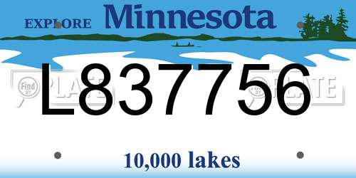 L837756 Minnesota License Plate