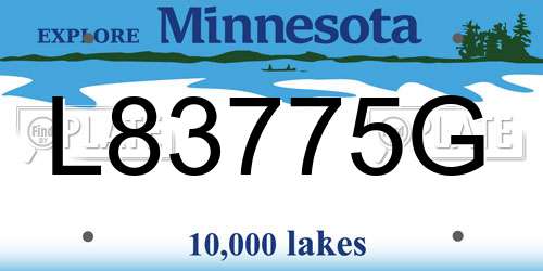 L83775G Minnesota License Plate