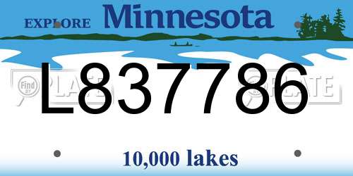 L837786 Minnesota License Plate