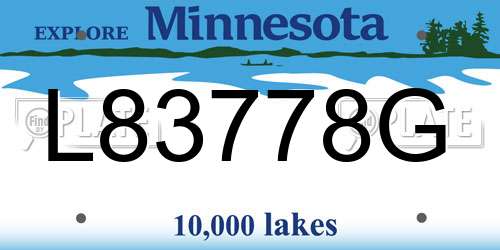 L83778G Minnesota License Plate