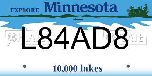 L84AD8 Minnesota License Plate