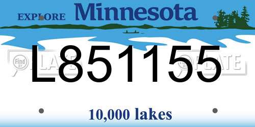 L851155 Minnesota License Plate