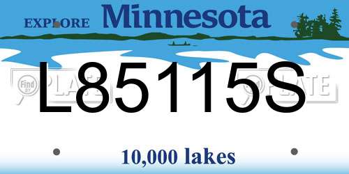 L85115S Minnesota License Plate