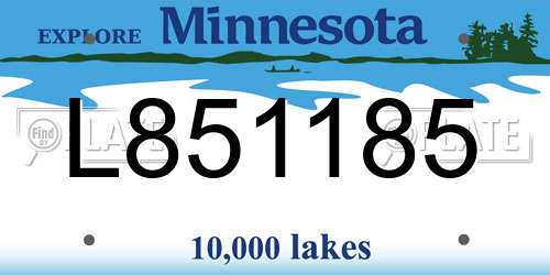 L851185 Minnesota License Plate