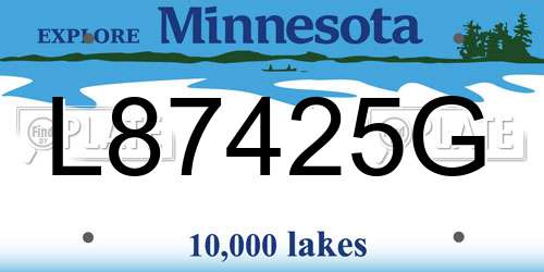 L87425G Minnesota License Plate