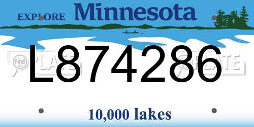 L874286 Minnesota License Plate