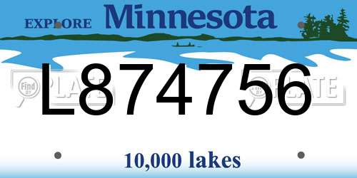 L874756 Minnesota License Plate