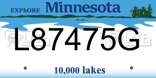 L87475G Minnesota License Plate