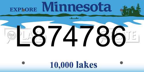 L874786 Minnesota License Plate