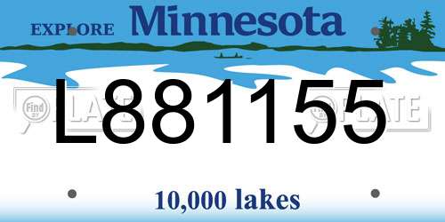 L881155 Minnesota License Plate