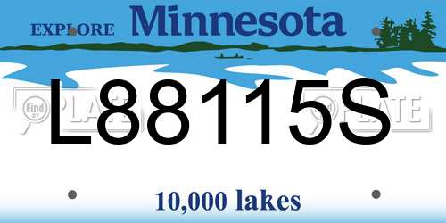 L88115S Minnesota License Plate
