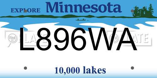 L896WA Minnesota License Plate