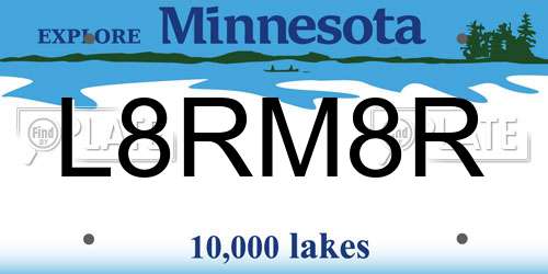 L8RM8R Minnesota License Plate