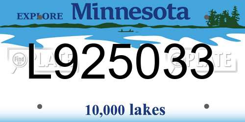 L925033 Minnesota License Plate