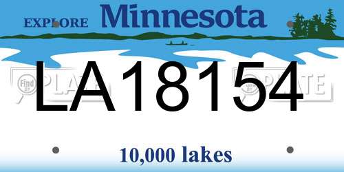 LA18154 Minnesota License Plate