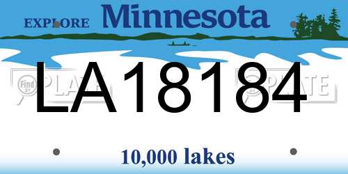 LA18184 Minnesota License Plate
