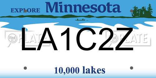LA1C2Z Minnesota License Plate