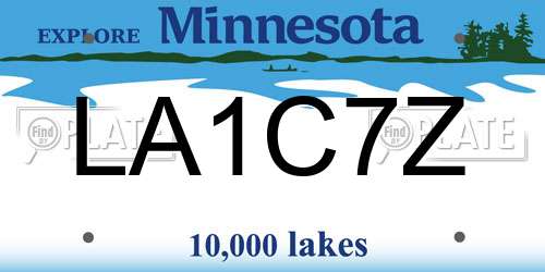 LA1C7Z Minnesota License Plate
