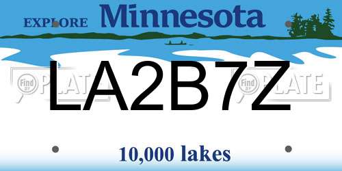 LA2B7Z Minnesota License Plate