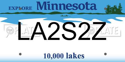 LA2S2Z Minnesota License Plate