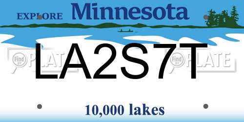 LA2S7T Minnesota License Plate