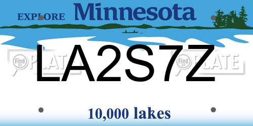 LA2S7Z Minnesota License Plate