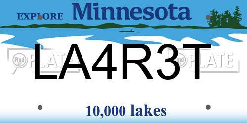 LA4R3T Minnesota License Plate
