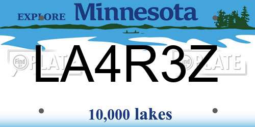 LA4R3Z Minnesota License Plate
