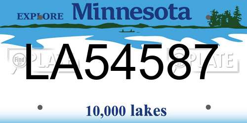 LA54587 Minnesota License Plate