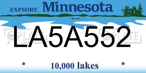 LA5A552 Minnesota License Plate