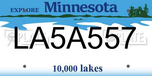LA5A557 Minnesota License Plate