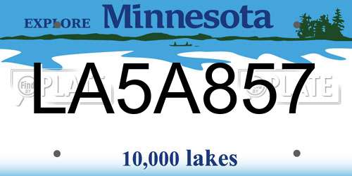 LA5A857 Minnesota License Plate