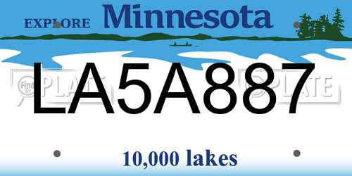 LA5A887 Minnesota License Plate