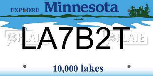 LA7B2T Minnesota License Plate