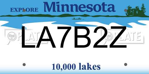 LA7B2Z Minnesota License Plate