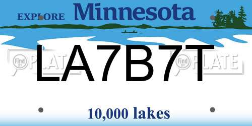 LA7B7T Minnesota License Plate