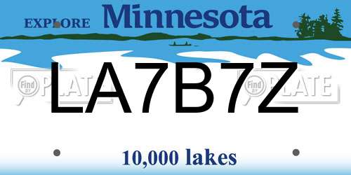 LA7B7Z Minnesota License Plate