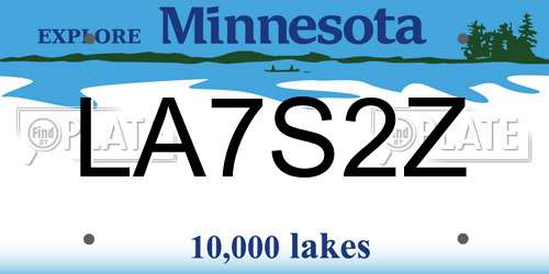 LA7S2Z Minnesota License Plate